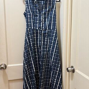 Calvin Klein Navy and White Maxi Dress
